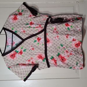 Lovely Floral Koi Srub Top
